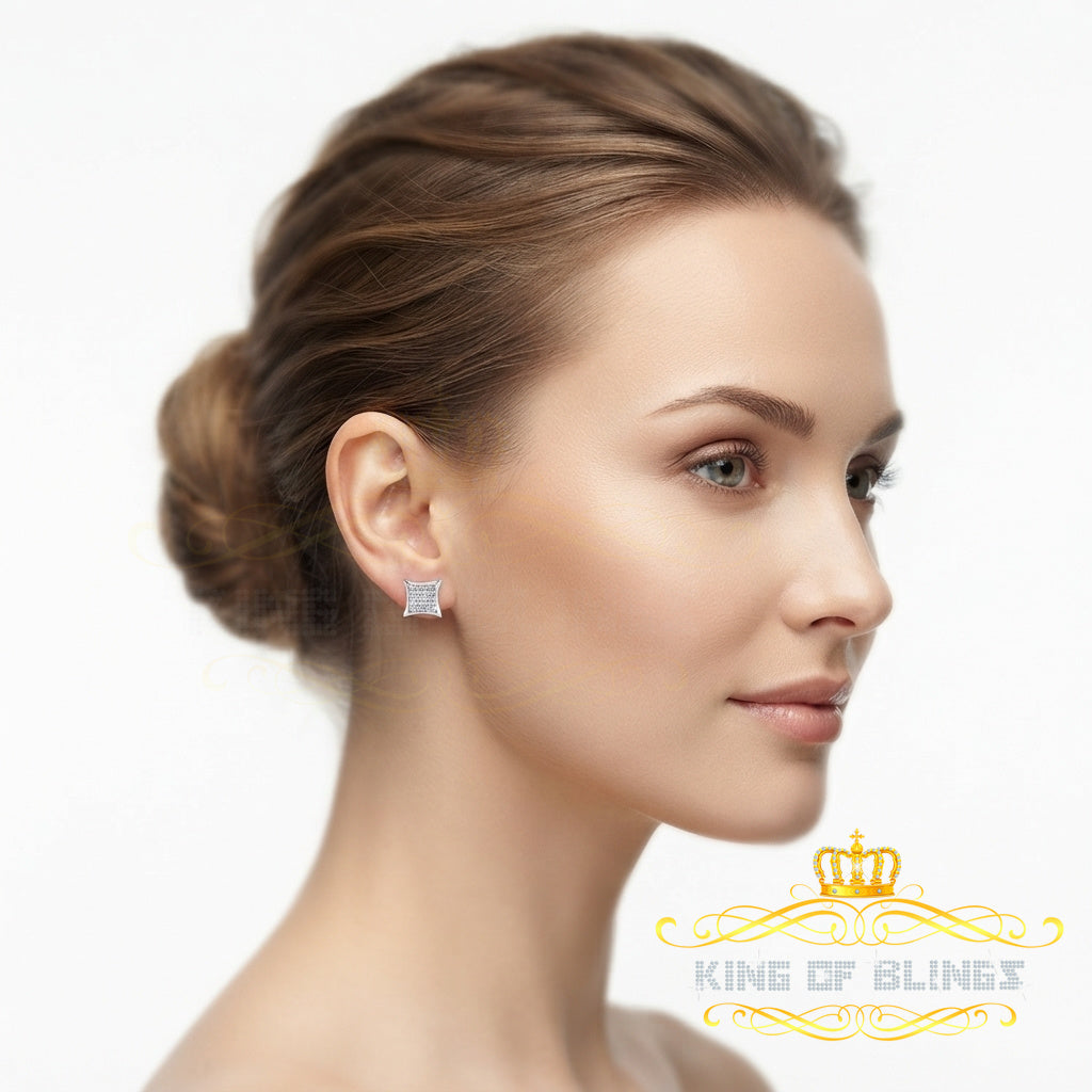 King Of Bling's 925 Sterling Silver 0.15ct Small Diamond For Women's & Men's White Kite Earring KING OF BLINGS