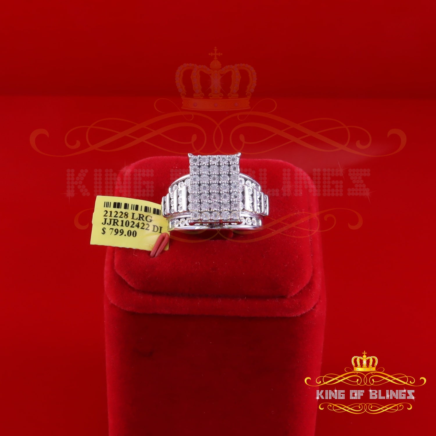 King Of Bling's White Cinderella Rectangle Real 0.25ct Diamond 925 Silver Womens Ring Size 7 KING OF BLINGS