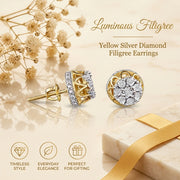 King Of Bling's 0.05ct Diamond Stud Earrings For Women Yellow 925 Sterling Silver Stud For Men KING OF BLINGS