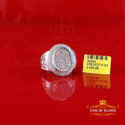 King Of Bling's Oval Ring Real 0.33ct Diamond 925 Sterling White Silver Engagement Men Size 10 King of Blings