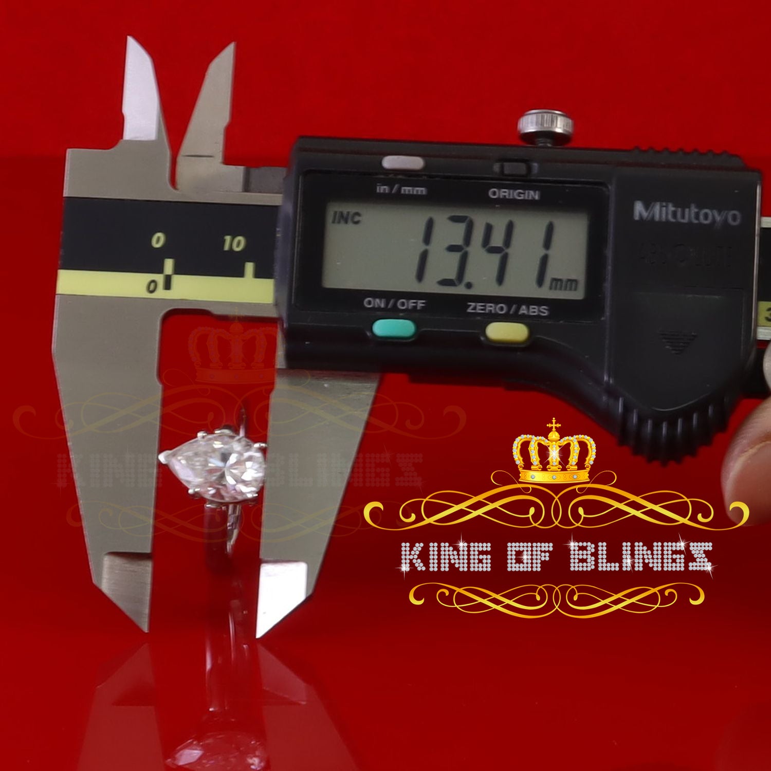 King of Bling's 5.00ct Moissanite White Sterling Silver Men/ Women Bridal Ring Pear Shape Size 8 KING OF BLINGS