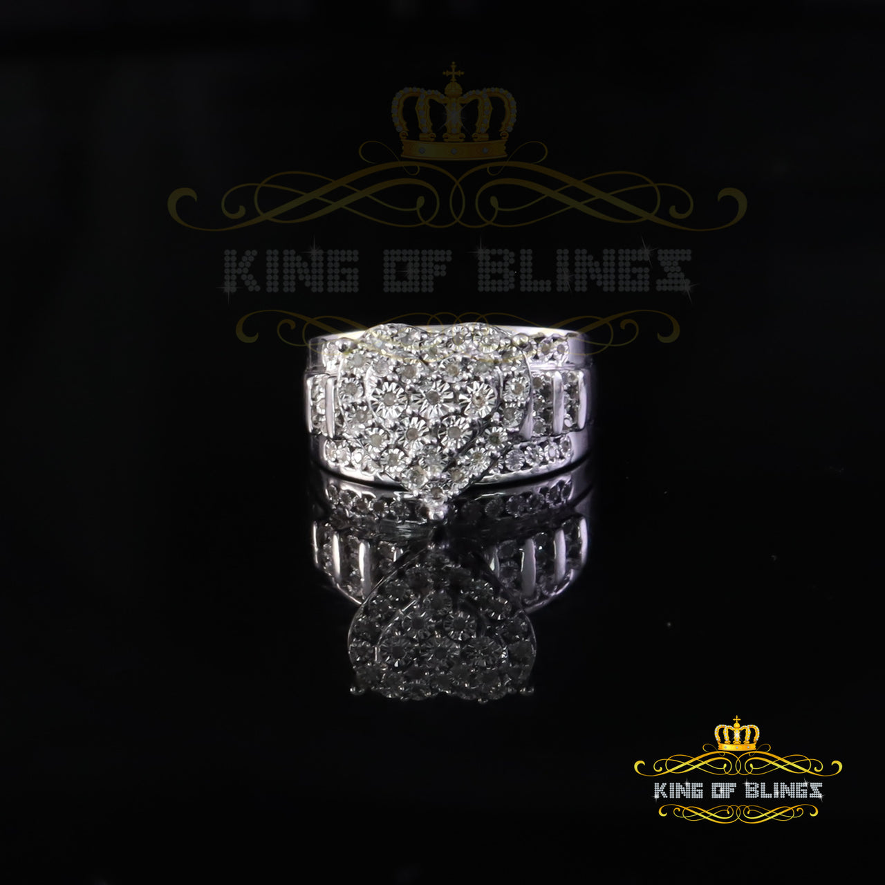 King Of Bling's White Real Diamond 0.33ct 925 Silver Cindarella Women Engagement Heart Ring SZ 7 King of Blings