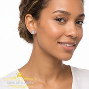 King Of Bling's 0.20ct Diamond Collection White 925 Sterling Silver Women & Men Square Earrings KING OF BLINGS