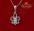 Promise Fleur de Lis Shape White Sterling Silver Pendant 0.69ct Cubic Zirconia KING OF BLINGS