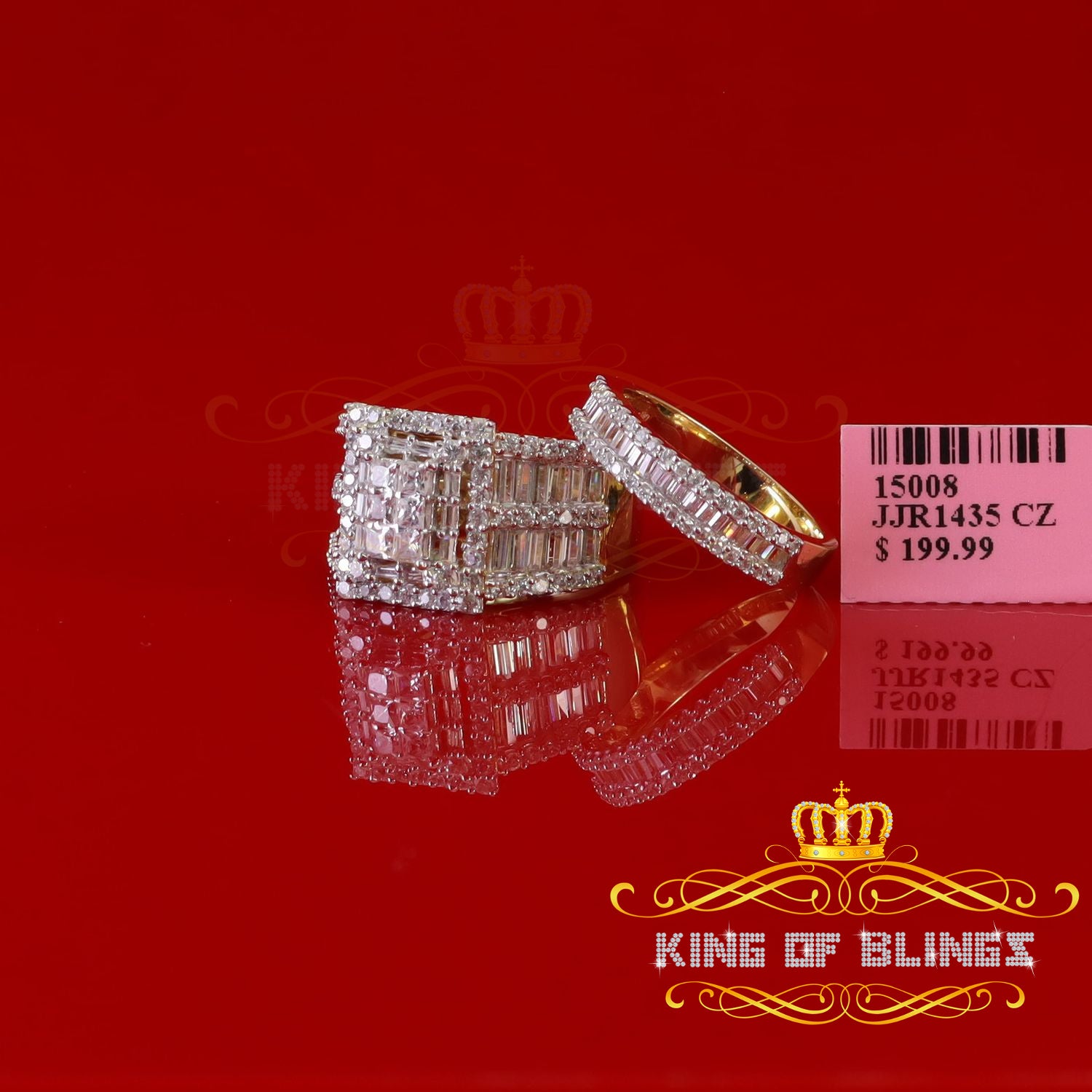 King Of Bling's Sterling Yellow Silver Square 5.00ct Cubic Zirconia Bridal Womens Ring Size 7 KING OF BLINGS