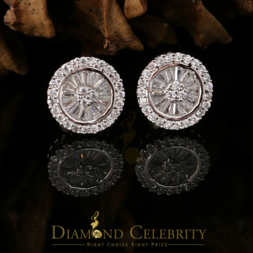 DiamondCelebritees  0.52ct Cubic Zirconia 925 White Sterling Silver Women's Hip Hop Round Earrings