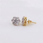 King Of Bling's 0.05ct Diamond Sterling Silver Yellow Floral Style Earrings For Men's & Women's KING OF BLINGS