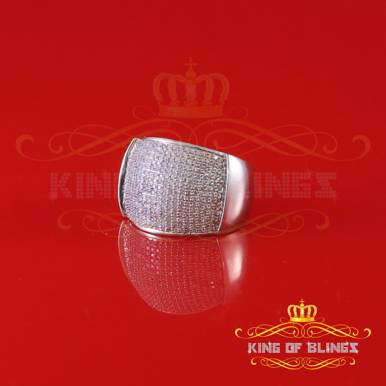 King Of Bling's1.10ct Sterling White Silver Round Cubic Zirconia Fashion Womens Ring Size 7.5