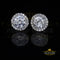 King of Blings- 925 White Silver 4.42ct Cubic Zirconia Women's & Men's Hip Hop Round Earrings KING OF BLINGS