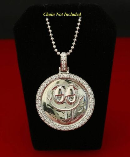 Create Custom Design Sterling Silver 'FASHION CHARM' 1.50inch Necklace Pendant with Cubic Zirconia KING OF BLINGS