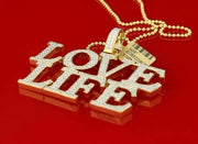 King Of Bling's Promise 925 Yellow Sterling silver LOVE LIFE Pendant with 11.64ct Cubic Zirconia KING OF BLINGS