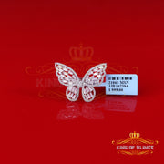 King of Bling's Men's/Womens 925 Silver White 1.75ct VVS 'D' Moissanite Butterfly Rings Size 7 KING OF BLINGS