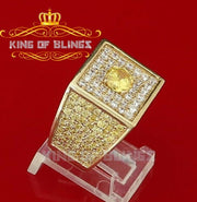 King Of Bling's 925 Yellow 9.50ct Cubic Zirconia Silver Square Womens Fashion Ring From Size 7 KING OF BLINGS