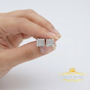 King Of Bling's 0.05ct Diamond For White 925 Sterling Silver Men's & Women's Square Earrings KING OF BLINGS