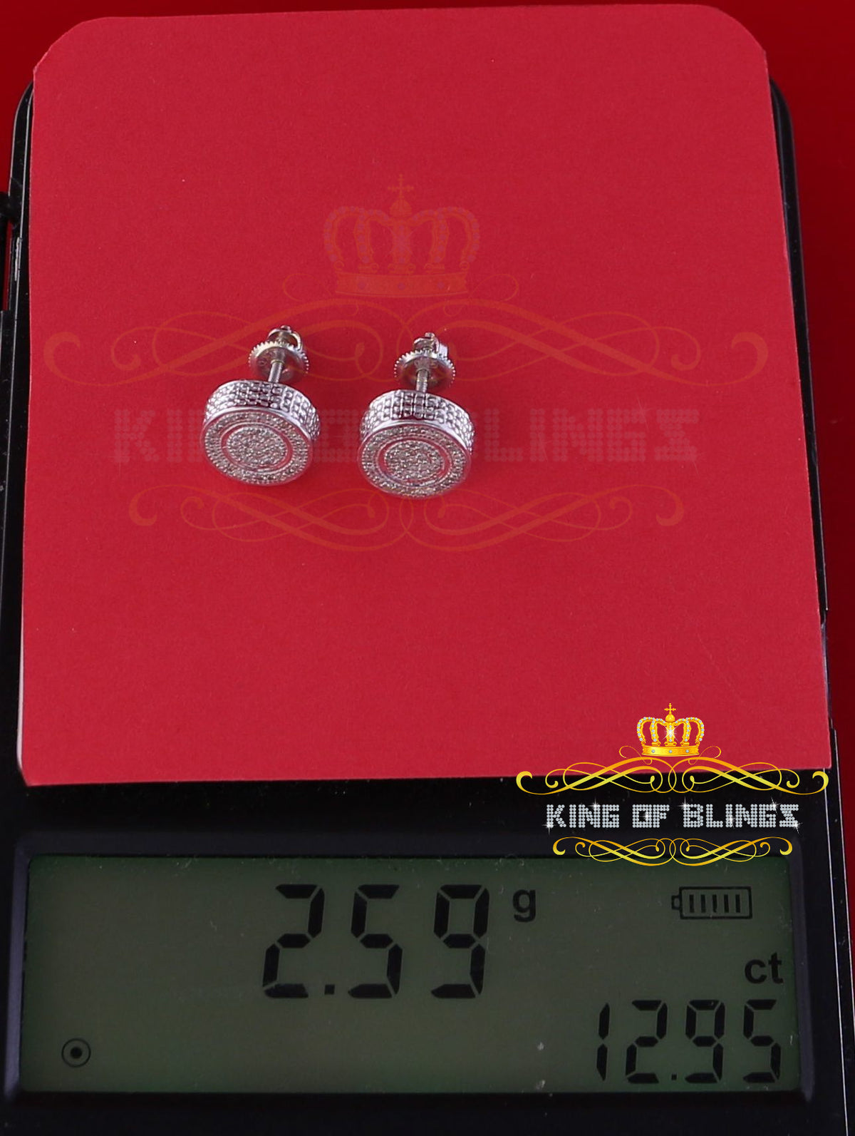 King Of Bling's 0.15ct Diamond 925 Sterling Silver stud White For Men / Women Round Earrings KING OF BLINGS