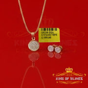 King of Bling's 925 Yellow Sterling Silver 0.20 CTW Genuine Diamond Round Pendant & Earrings Set King of Blings