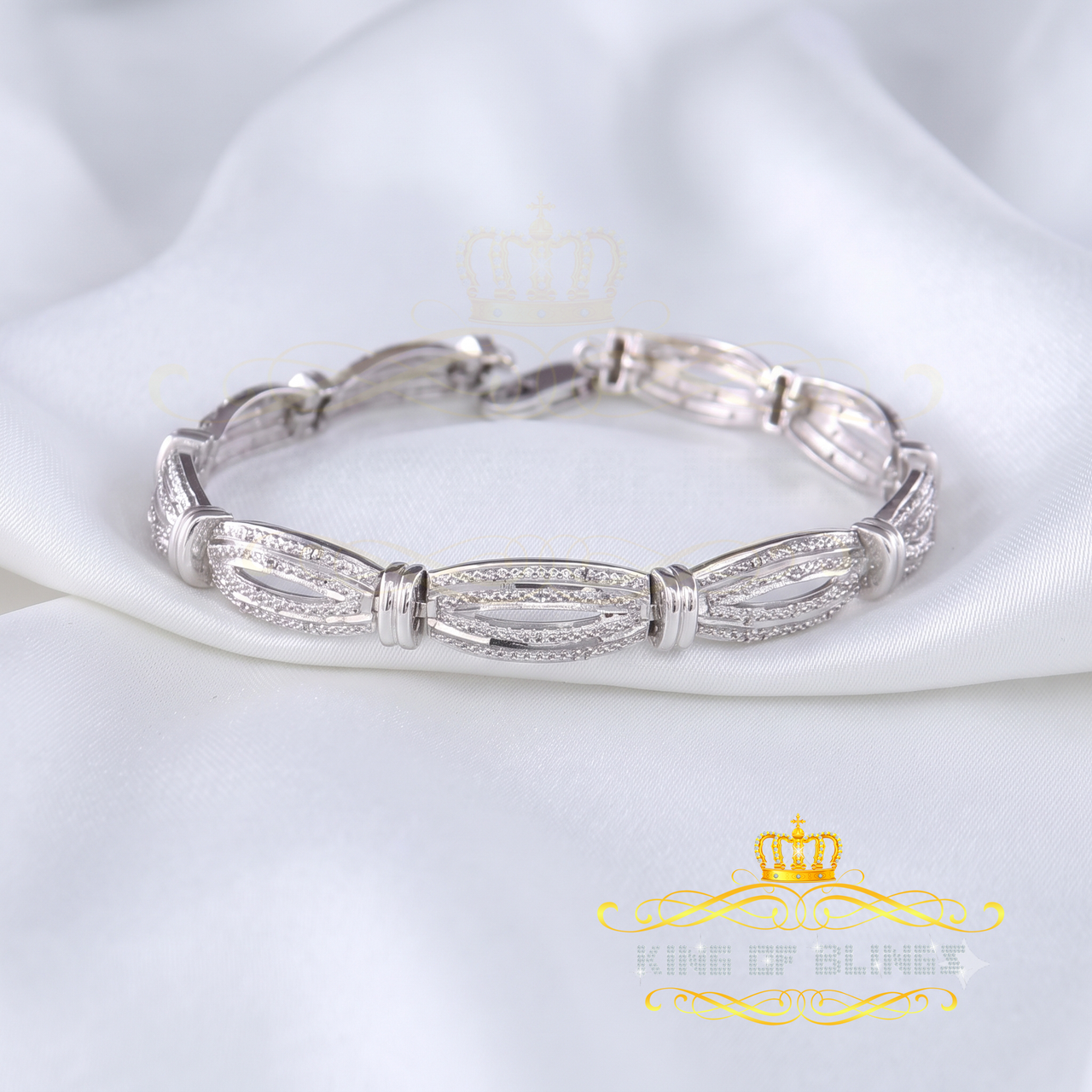 King Of Bling's 925 Silver Men's & Womens White 0.20CT Genuine Diamonds Exotic Bracelet Size 7'' KING OF BLINGS