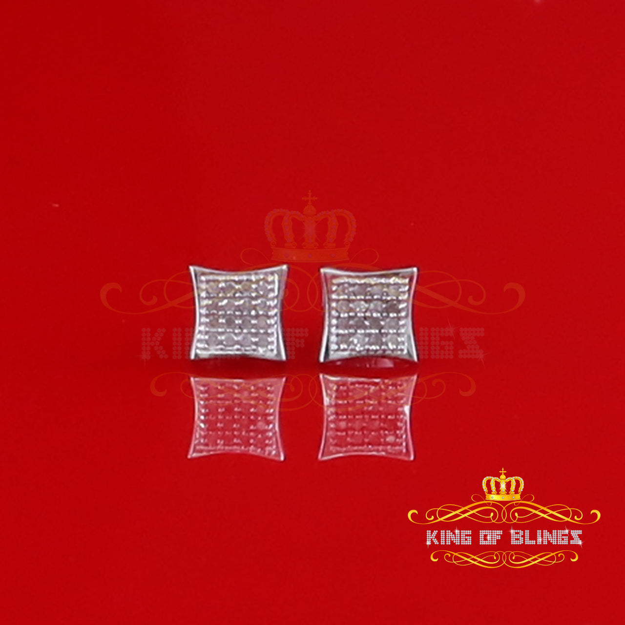 King Of Bling's 0.10ct Diamond Small 925 Sterling Silver For Women's & Men's White Kite Earrings