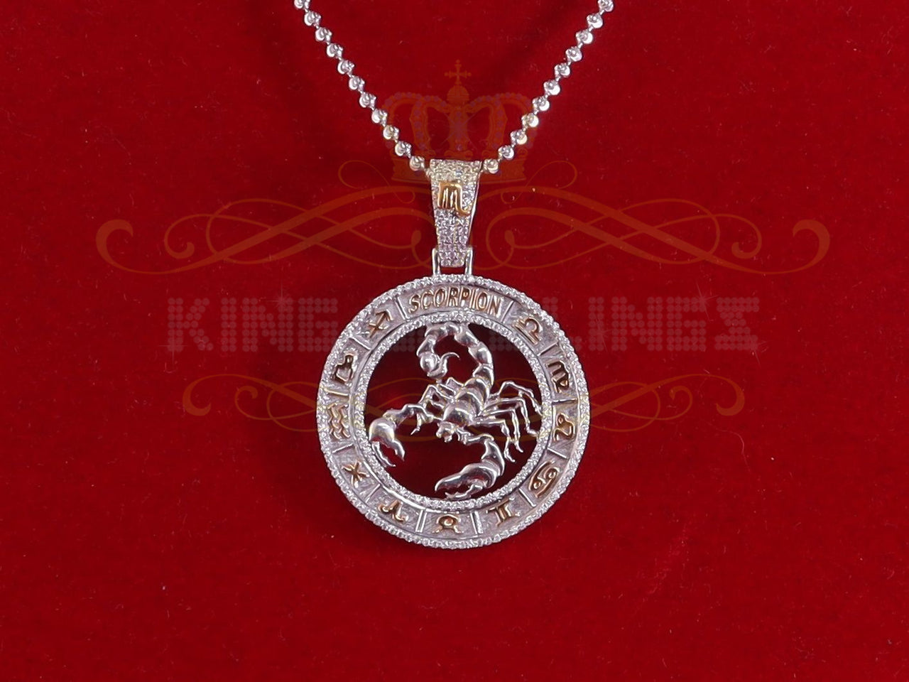 King Of Bling's 1.77ct Cubic Zirconia Sterling White Silver SCORPION Pendant For Men & Women