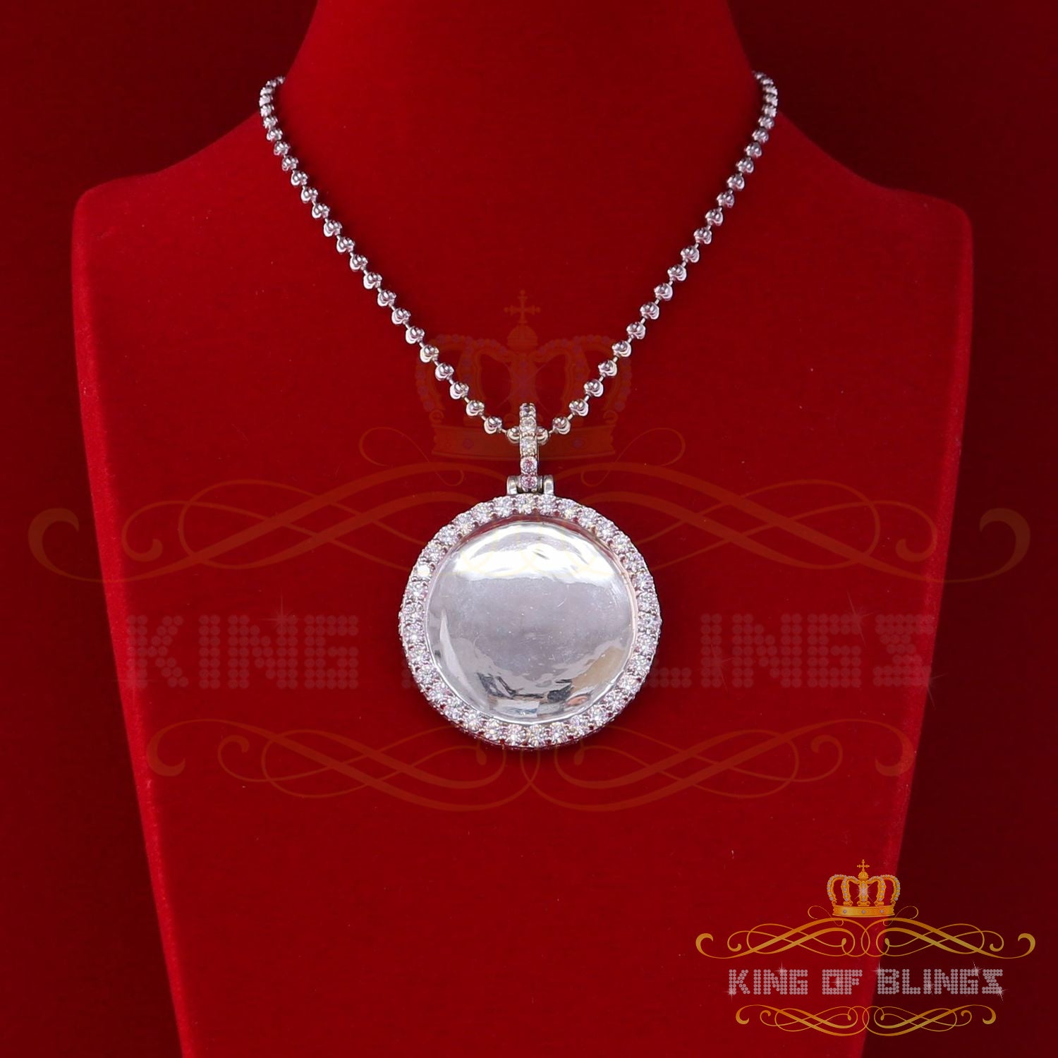 King of Bling's White Attractive Round Shape 925 Sterling Silver Pendant 9.81ct Cubic Zirconia KING OF BLINGS
