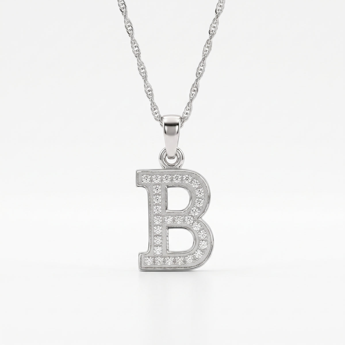 King Of Bling's Attractive Sterling SilverAll Alphabet Letter White Pendant with Cubic Zirconia KING OF BLINGS