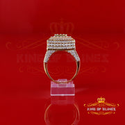 King of Bling's 925 Sterling Silver 4.50ct VVS 'D' Moissanite Yellow Square Rings Size 10 Men's King of Blings