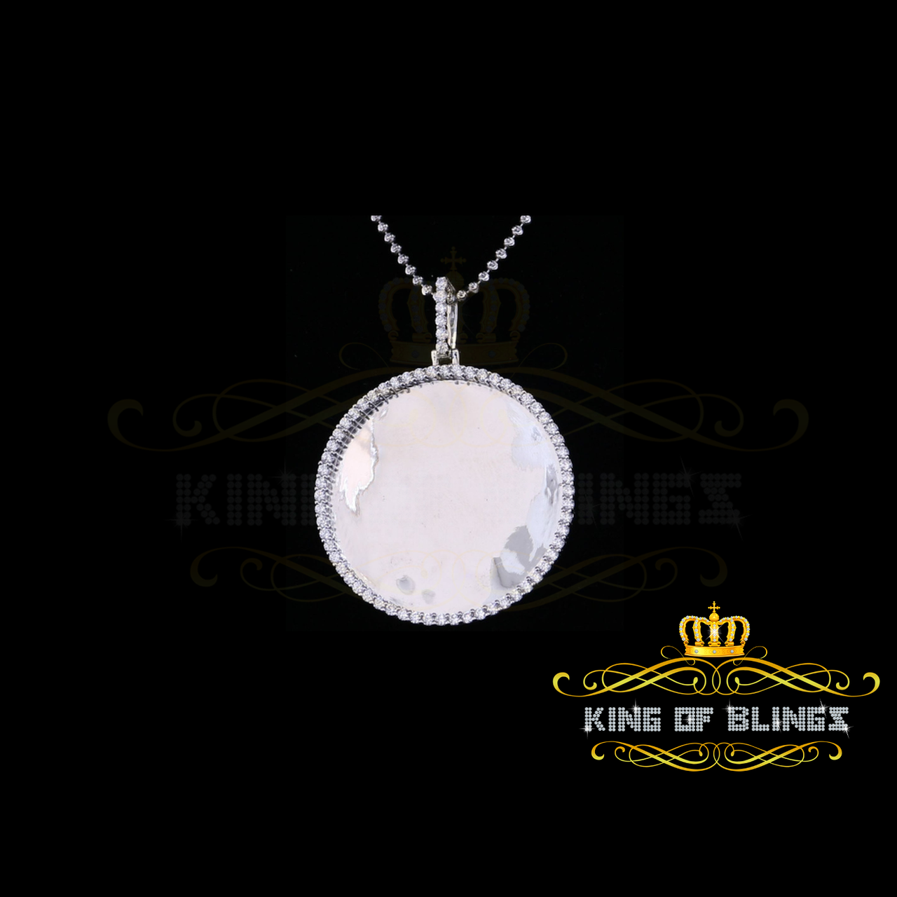 King of Bling's White 925 SilverSterling Charming Necklace Pendant with 3.96ct Cubic Zirconia