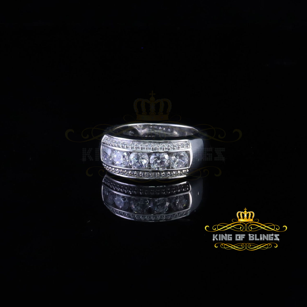 King Of Bling's4.00ct Cubic Zirconia White Silver Round Men's Ring Size 10
