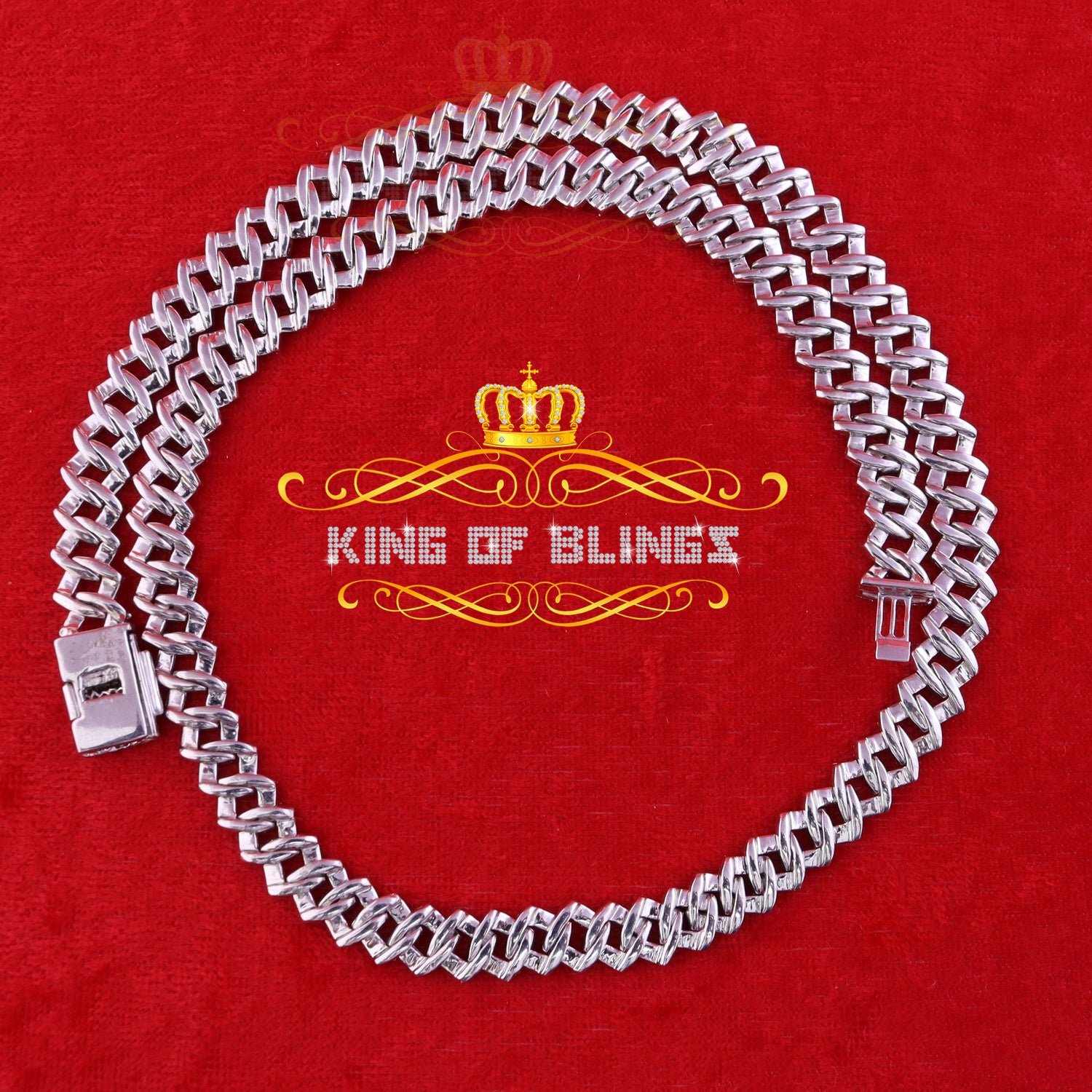 925 Silver 15ct Moissanite White Men's Cuban Necklace SZ 22inch & 10mm Width KING OF BLINGS
