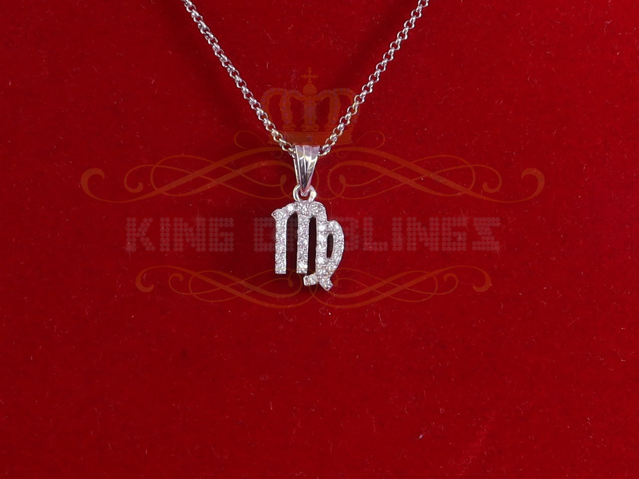 King Of Bling's 0.68ct Cubic Zirconia Silver White VIRGO SEPTEMBER Month Pendant Men & Women