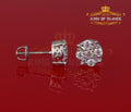 King of Blings- White 925 Sterling Silver 1.96ct Cubic Zirconia for Ladies Hip Hop Round Earring KING OF BLINGS