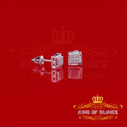 King Of Bling's 0.05ct Diamond For White 925 Sterling Silver Men's & Women's Square Earrings KING OF BLINGS
