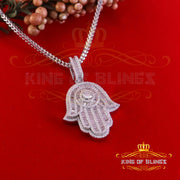 King Of Bling's Pendant 8.0ct VVS D Moissanite White Sterling Silver Charm Hamsa Men's & Women's KING OF BLINGS