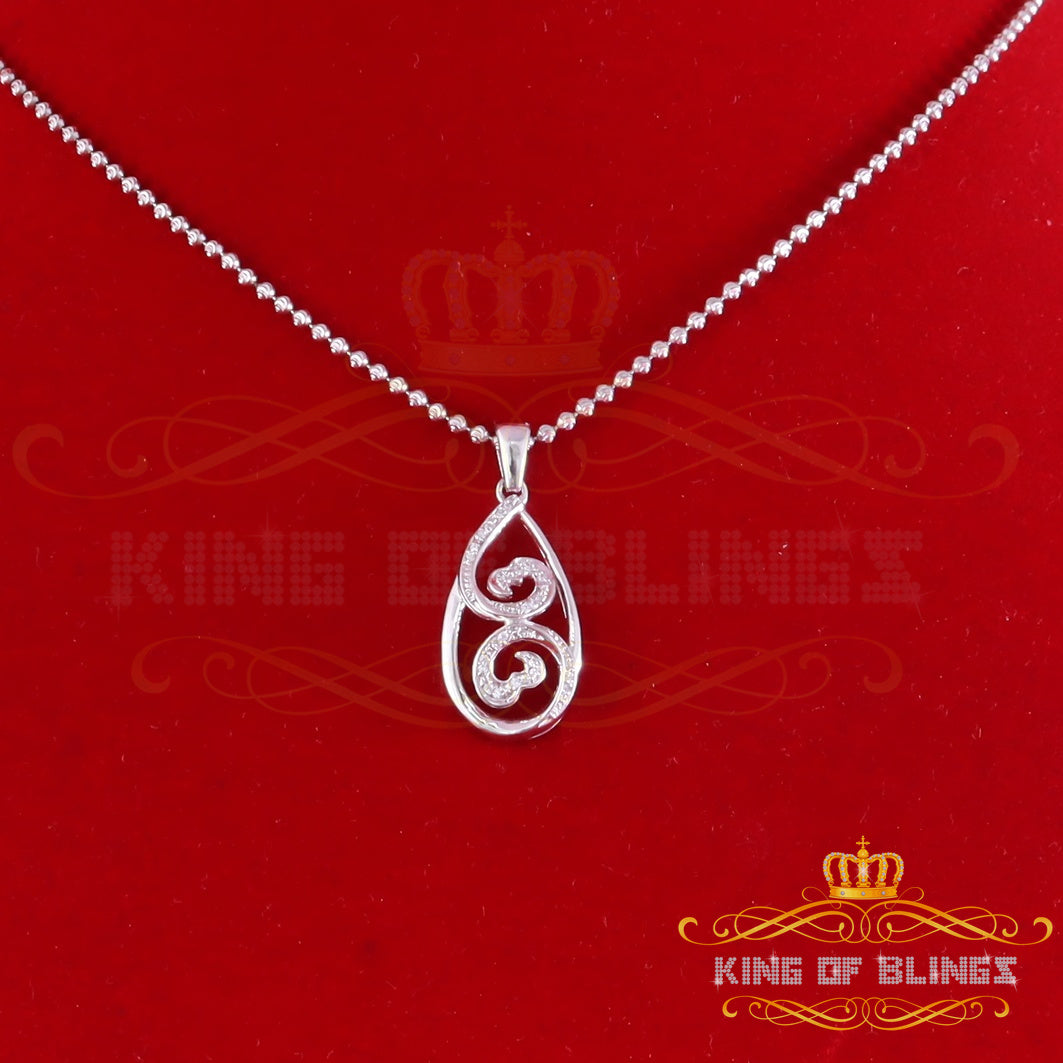 King Of Bling's Promise 925 Sterling Silver White Brown Stone Pendant with 0.27ct Cubic Zirconia