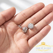 King of Bling's 1.14ct Cubic Zirconia 925 White Silver Women's & Men's Hip Hop Flower Earrings KING OF BLINGS