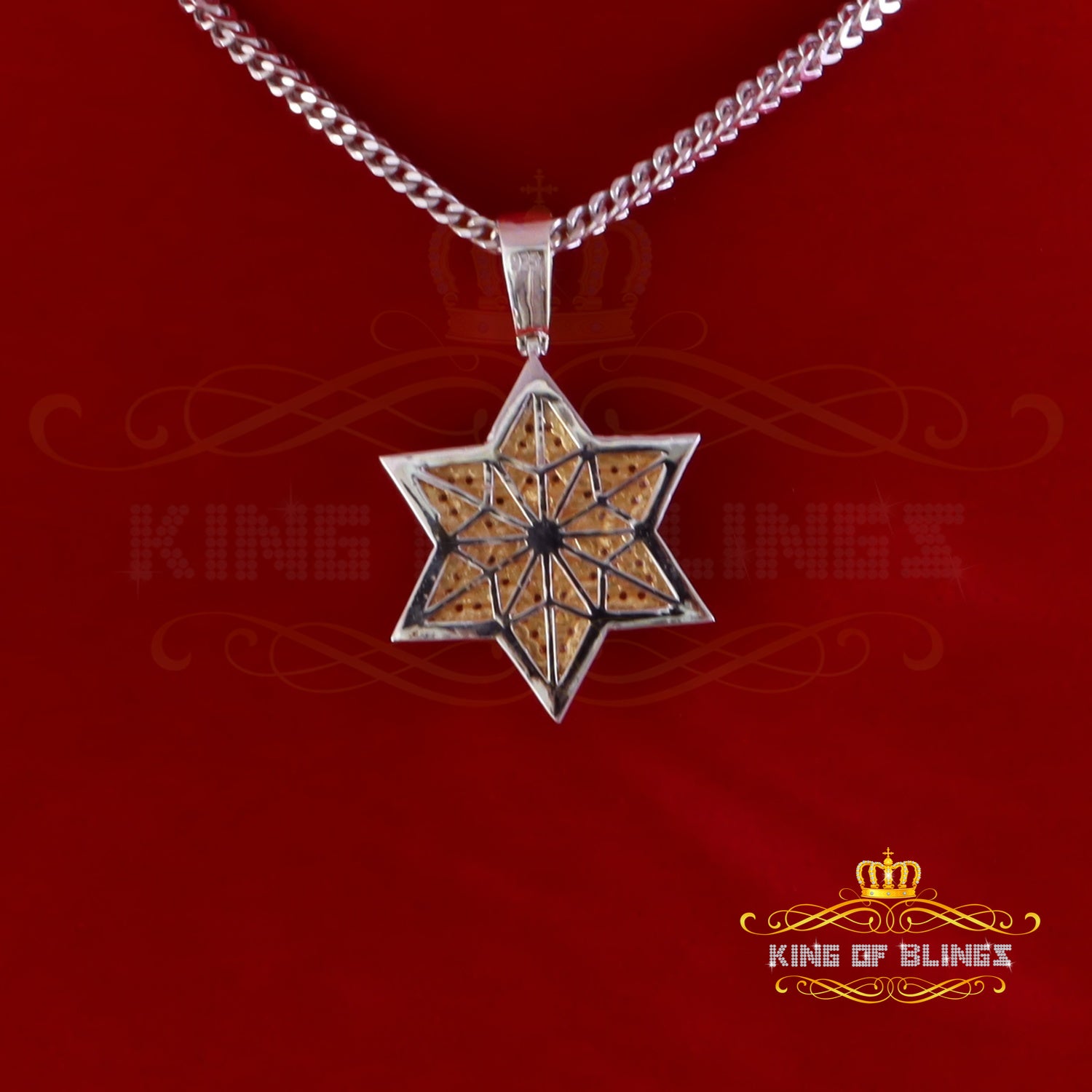 King Of Bling's 925 Silver White Six Pointed Star of David Pendant Men's 2.50ct VVS Moissanite KING OF BLINGS