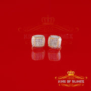 King of Blings-0.10ct Diamond Stud Earrings For Women Yellow 925 Sterling Silver Stud For Men KING OF BLINGS
