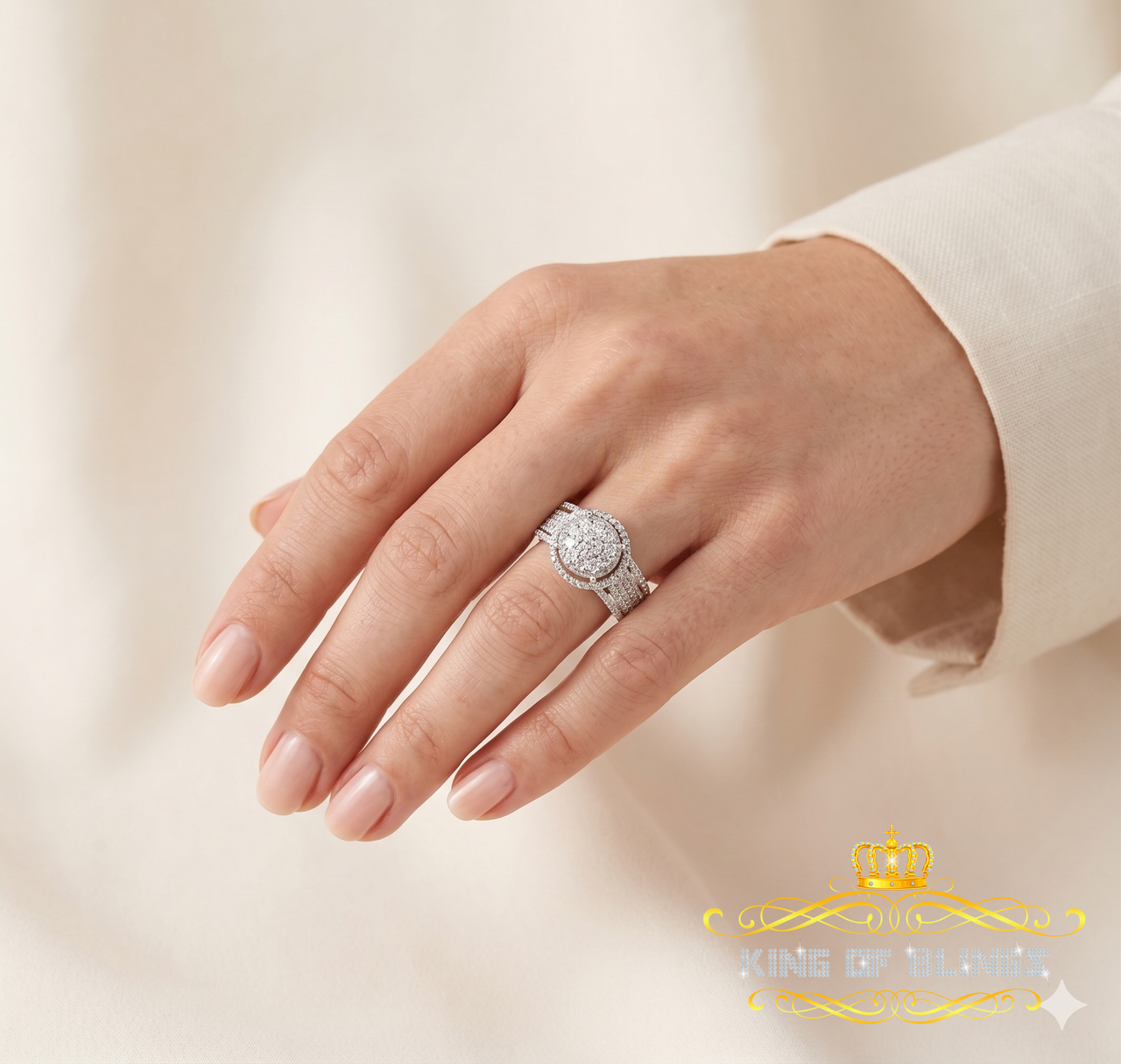 King Of Bling's White 925 Sterling Silver Ring with 0.33CT Real Diamond Womens Ring size 7