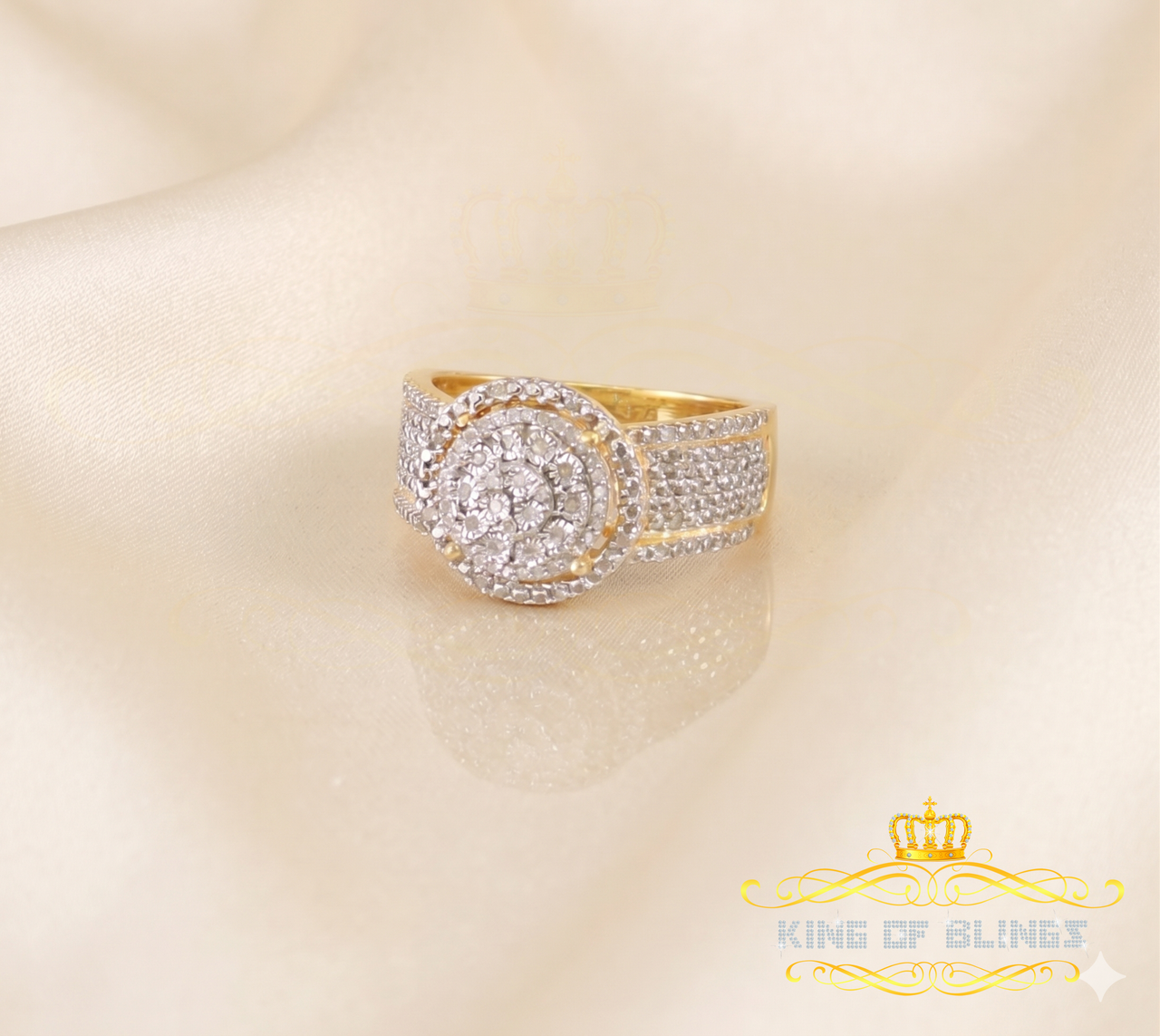 King Of Bling's 0.25ct Silver Yellow Round Brilliant Natural Diamonds Wedding Womens Rings Size7