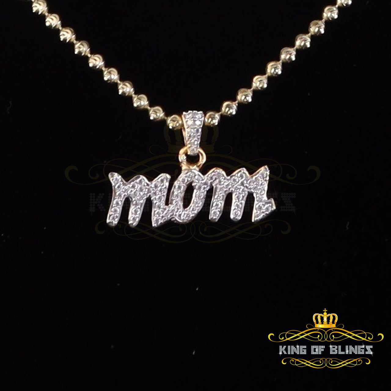 King Of Bling's 0.61ct Cubic Zirconia "MOM" Yellow Silver Pendant Special Offer @ Mother's Day