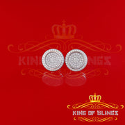 King of Blings- Aretes Para Hombre 925 White Silver 1.07ct Cubic Zirconia Round Women's Earrings KING OF BLINGS