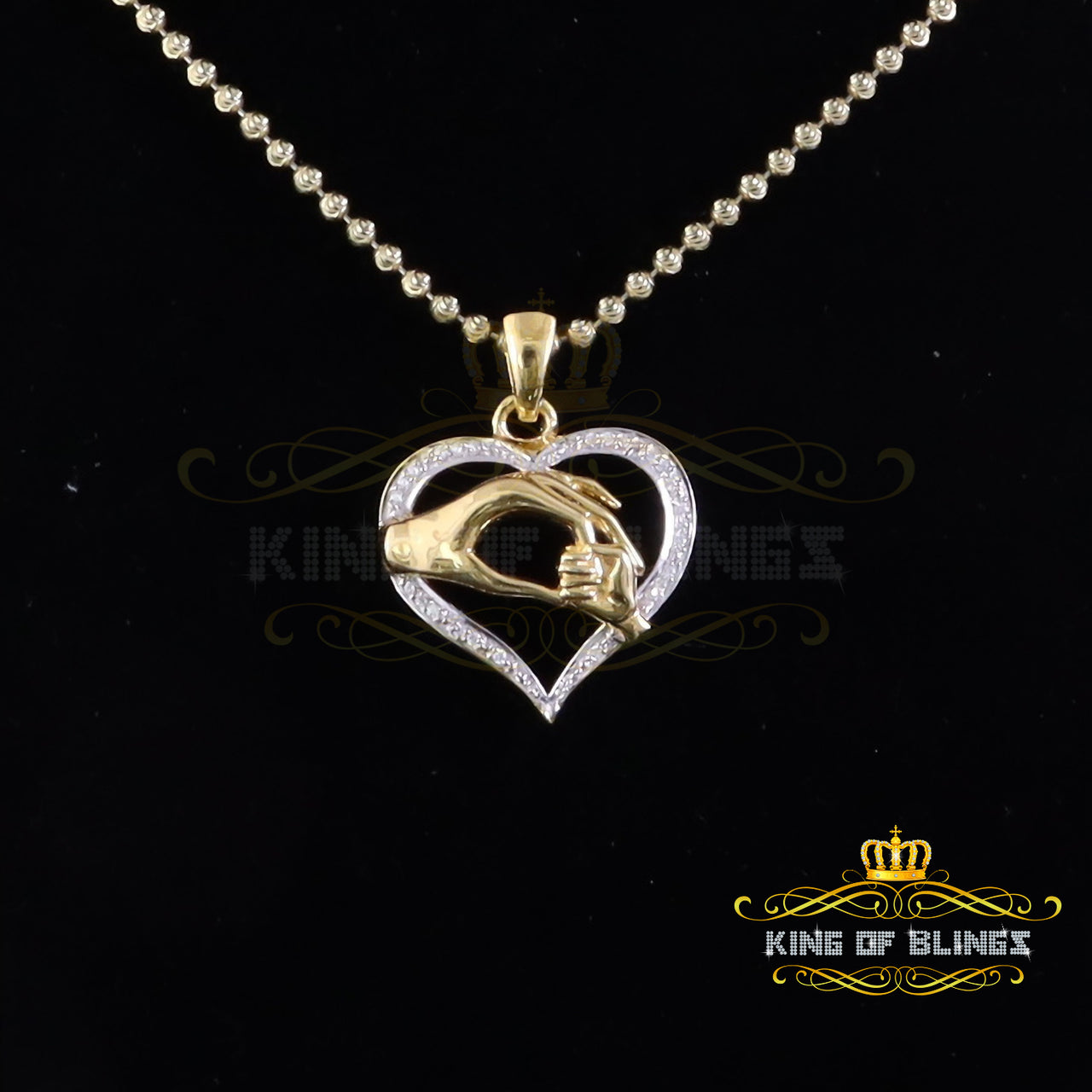 King Of Bling's Silver 0.20ct Cubic Zirconia Heart Mother Caring Yellow Pendant for Mothers Day