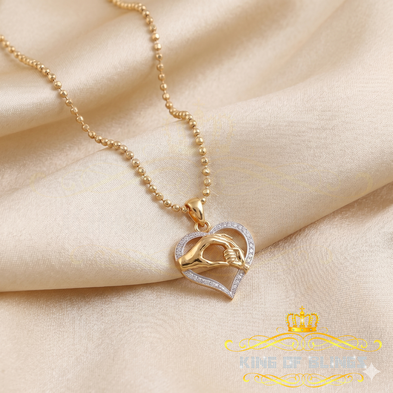 King Of Bling's Silver 0.20ct Cubic Zirconia Heart Mother Caring Yellow Pendant for Mothers Day