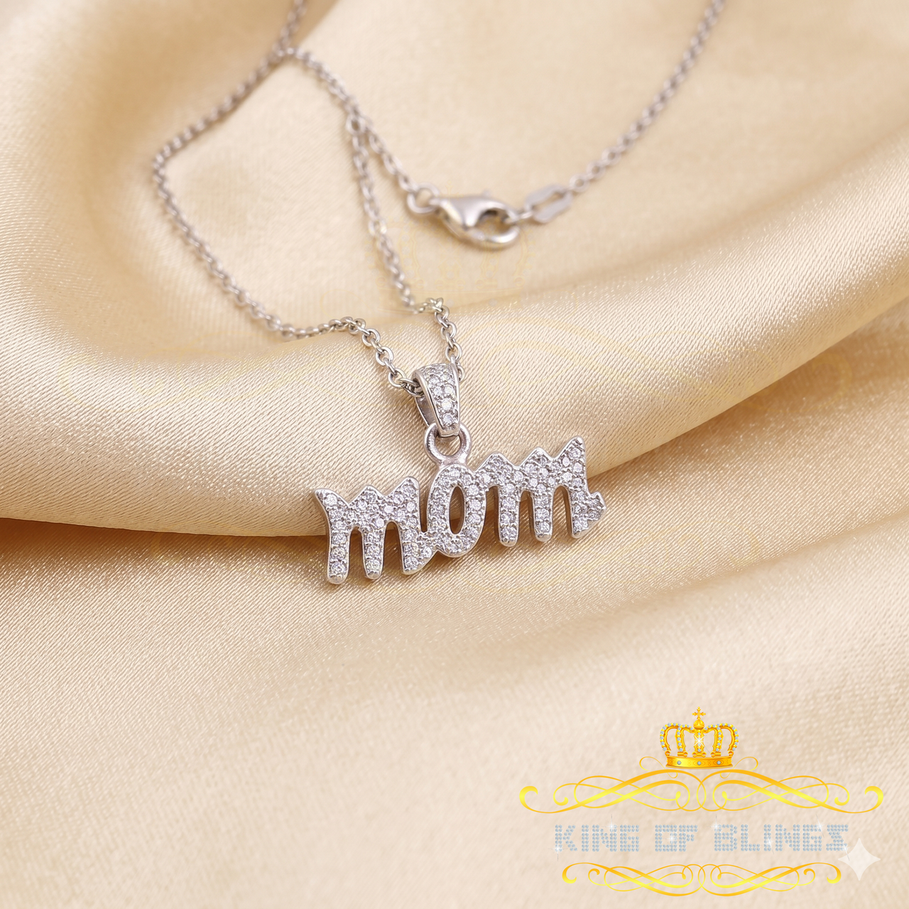 King Of Bling's 0.61ct Cubic Zirconia MOM Pendant White Silver Special Offer at Mother's Day