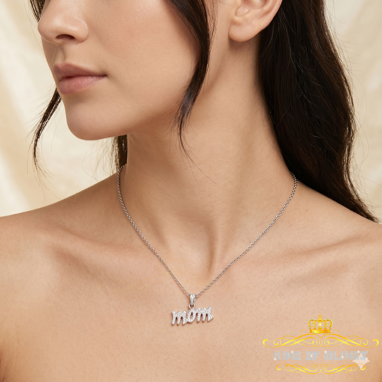 King Of Bling's 0.61ct Cubic Zirconia MOM Pendant White Silver Special Offer at Mother's Day