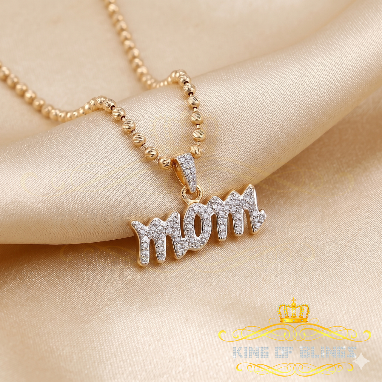 King Of Bling's 0.61ct Cubic Zirconia "MOM" Yellow Silver Pendant Special Offer @ Mother's Day