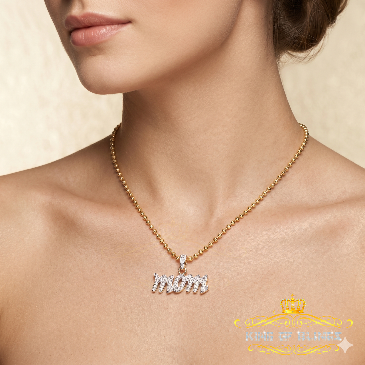 King Of Bling's 0.61ct Cubic Zirconia "MOM" Yellow Silver Pendant Special Offer @ Mother's Day