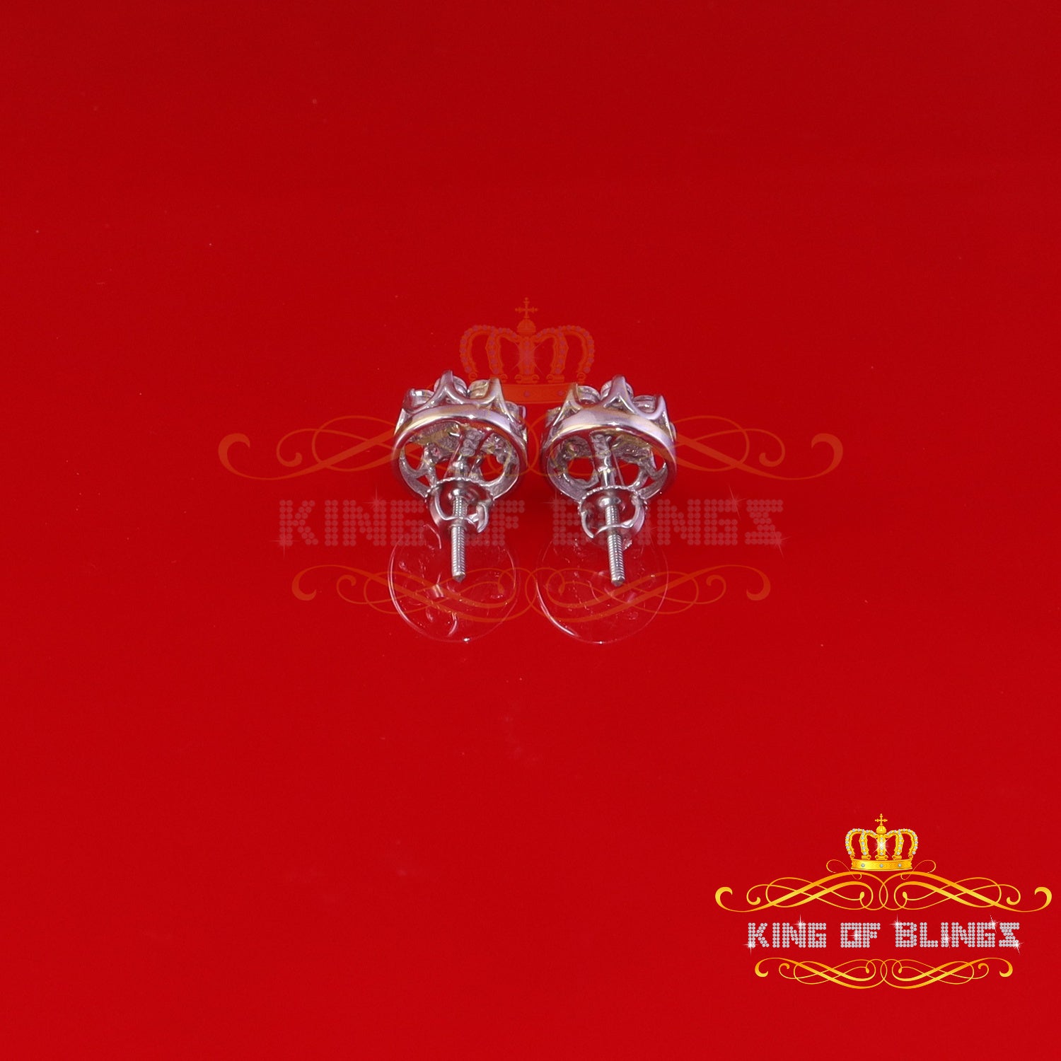 King of Bling's Men's/Womens 925 Silver White 1.00ct VVS 'D' Moissanite Round Stud Earrings KING OF BLINGS