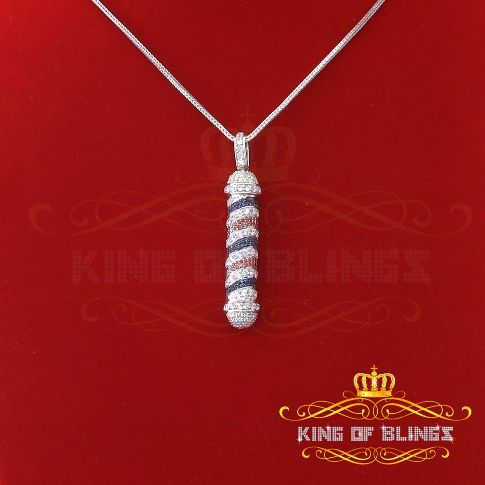 King Of Bling's Special Attractive White 925 Sterling Silver Pendant Shape with Cubic Zirconia