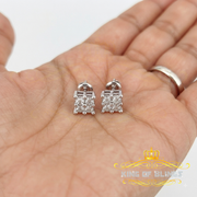 King Of Bling's 0.03ct Diamond Stud Earrings For Women White 925 Sterling Silver Stud For Men KING OF BLINGS